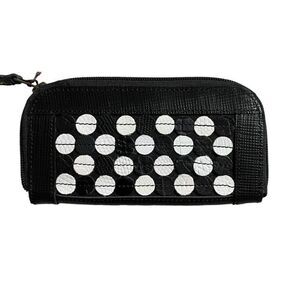 NWT Octopus Handbags Handmade Black White Leather Polka Dot Zip Wristlet Wallet